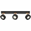 LEDVANCE Spot pour plafond LED Pluto, acier, bois, 3 lampes, noir| Spots Et Projecteurs Led|Spots