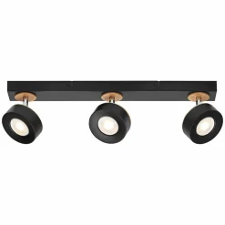 LEDVANCE Spot pour plafond LED Pluto, acier, bois, 3 lampes, noir| Spots Et Projecteurs Led|Spots