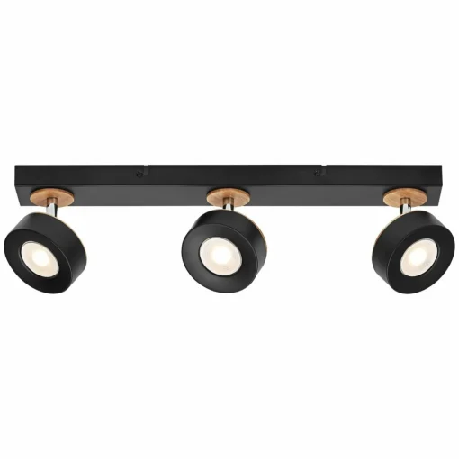LEDVANCE Spot pour plafond LED Pluto, acier, bois, 3 lampes, noir| Spots Et Projecteurs Led|Spots