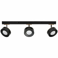 LEDVANCE Spot pour plafond LED Pluto, acier, bois, 3 lampes, noir| Spots Et Projecteurs Led|Spots