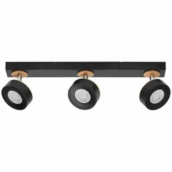 LEDVANCE Spot pour plafond LED Pluto, acier, bois, 3 lampes, noir| Spots Et Projecteurs Led|Spots