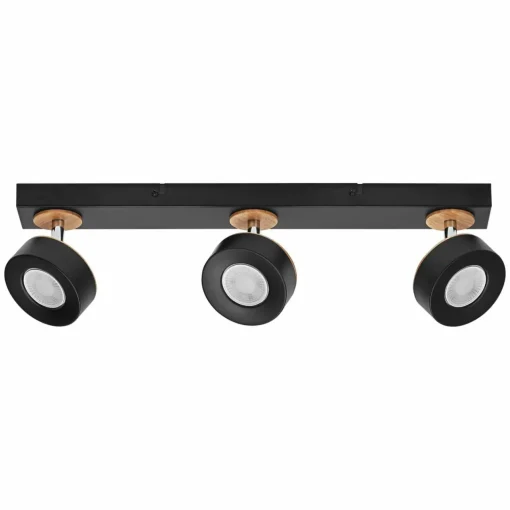 LEDVANCE Spot pour plafond LED Pluto, acier, bois, 3 lampes, noir| Spots Et Projecteurs Led|Spots