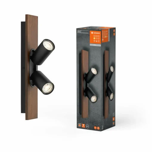 LEDVANCE Spot pour plafond LED Mercury GU10, 2 lampes, bois/noir| Spots Et Projecteurs Led|Spots