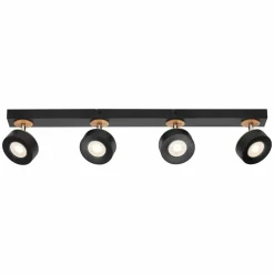 LEDVANCE Spot pour plafond LED Pluto, acier, bois, 4 lampes, noir| Spots Et Projecteurs Led|Spots
