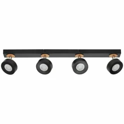 LEDVANCE Spot pour plafond LED Pluto, acier, bois, 4 lampes, noir| Spots Et Projecteurs Led|Spots