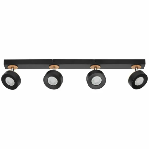 LEDVANCE Spot pour plafond LED Pluto, acier, bois, 4 lampes, noir| Spots Et Projecteurs Led|Spots