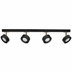 LEDVANCE Spot pour plafond LED Pluto, acier, bois, 4 lampes, noir| Spots Et Projecteurs Led|Spots