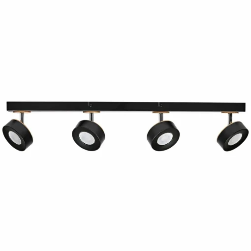 LEDVANCE Spot pour plafond LED Pluto, acier, bois, 4 lampes, noir| Spots Et Projecteurs Led|Spots