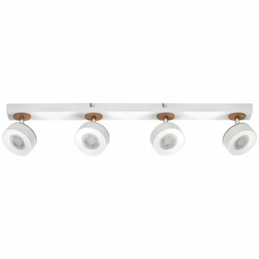LEDVANCE Spot pour plafond LED Pluto, acier, bois, à 4 lampes, blanc| Spots Et Projecteurs Led|Spots