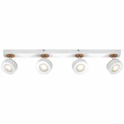LEDVANCE Spot pour plafond LED Pluto, acier, bois, à 4 lampes, blanc| Spots Et Projecteurs Led|Spots
