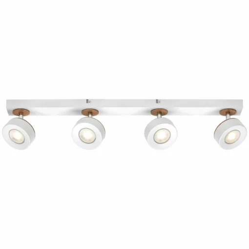 LEDVANCE Spot pour plafond LED Pluto, acier, bois, à 4 lampes, blanc| Spots Et Projecteurs Led|Spots