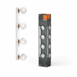 LEDVANCE Spot pour plafond LED Pluto, acier, bois, à 4 lampes, blanc| Spots Et Projecteurs Led|Spots