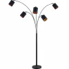 Lindby Abiram lampadaire, noir/doré| Lampadaires Led|Lampadaires