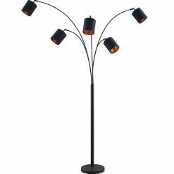 Lindby Abiram lampadaire, noir/doré| Lampadaires Led|Lampadaires