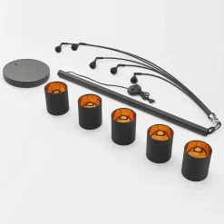 Lindby Abiram lampadaire, noir/doré| Lampadaires Led|Lampadaires
