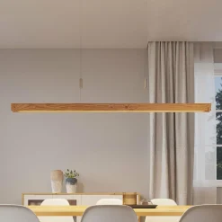 Lindby Alimara suspension LED en bois, bois, longueur 138 cm| Suspensions Led|Suspensions