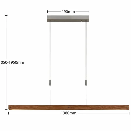 Lindby Alimara suspension LED en bois, bois, longueur 138 cm| Suspensions Led|Suspensions