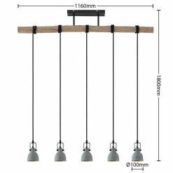 Lindby Amilia suspension, abat-jour béton 5 lampes| Suspensions Led|Suspensions