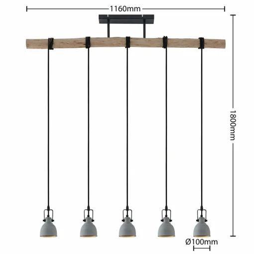 Lindby Amilia suspension, abat-jour béton 5 lampes| Suspensions Led|Suspensions