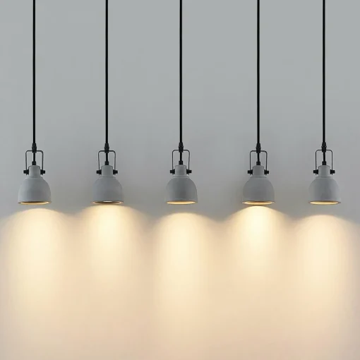 Lindby Amilia suspension, abat-jour béton 5 lampes| Suspensions Led|Suspensions