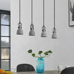 Lindby Amilia suspension abat-jour béton, 4 lampes| Suspensions Led|Suspensions