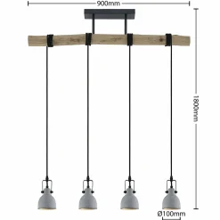 Lindby Amilia suspension abat-jour béton, 4 lampes| Suspensions Led|Suspensions