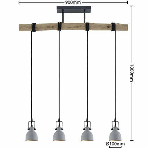 Lindby Amilia suspension abat-jour béton, 4 lampes| Suspensions Led|Suspensions