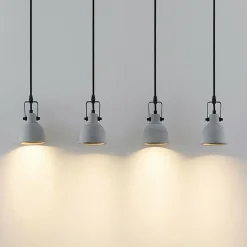 Lindby Amilia suspension abat-jour béton, 4 lampes| Suspensions Led|Suspensions