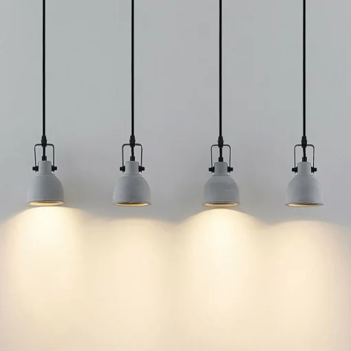 Lindby Amilia suspension abat-jour béton, 4 lampes| Suspensions Led|Suspensions