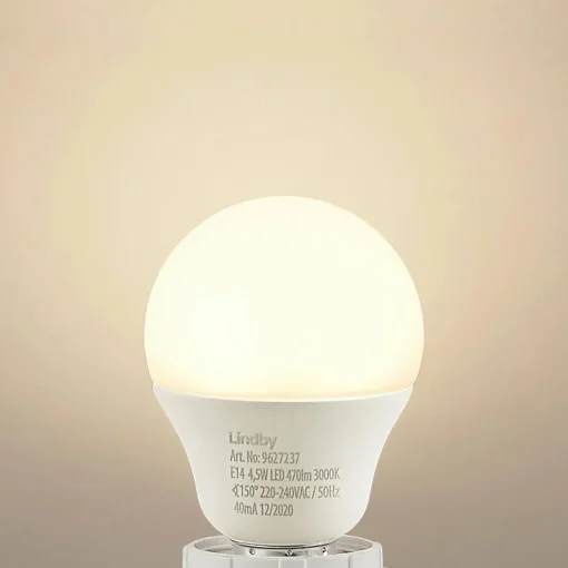 Lindby Ampoule LED E14 G45 4,5W 3.000K opale Set de 10 pièces| Ampoules Led E14|Ampoules Led