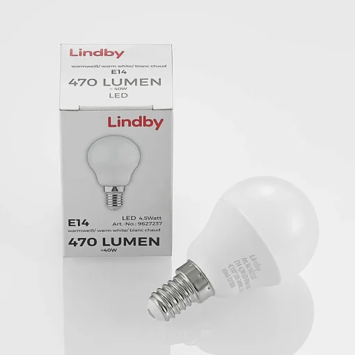 Lindby Ampoule LED E14 G45 4,5W 3.000K opale Set de 10 pièces| Ampoules Led E14|Ampoules Led