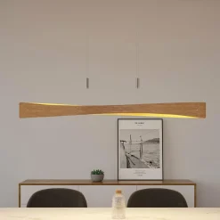 Lindby Beazina suspension LED, bois de chêne| Suspensions Led|Suspensions