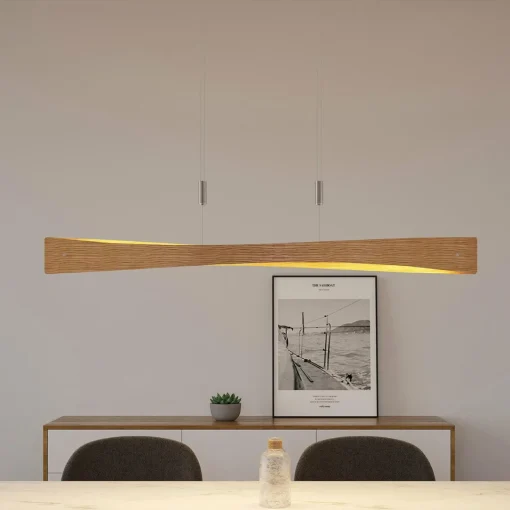 Lindby Beazina suspension LED, bois de chêne| Suspensions Led|Suspensions