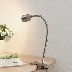 Lindby Djamila lampe à pince LED, nickel satiné| Luminaires Led D'Intérieur