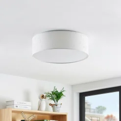 Lindby Ellamina plafonnier LED, 40 cm, blanc| Plafonniers Led|Plafonniers