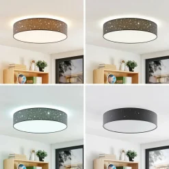 Lindby Ellamina plafonnier LED, 60 cm, gris foncé| Plafonniers Led|Plafonniers