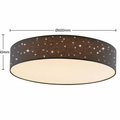 Lindby Ellamina plafonnier LED, 60 cm, gris foncé| Plafonniers Led|Plafonniers