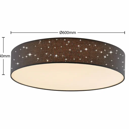 Lindby Ellamina plafonnier LED, 60 cm, gris foncé| Plafonniers Led|Plafonniers