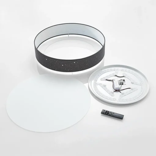 Lindby Ellamina plafonnier LED, 60 cm, gris foncé| Plafonniers Led|Plafonniers