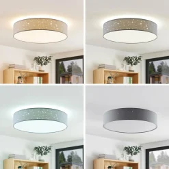 Lindby Ellamina plafonnier LED, 60 cm, gris clair| Plafonniers Led|Plafonniers