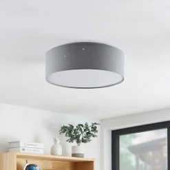 Lindby Ellamina plafonnier LED, 40 cm, gris clair| Plafonniers Led|Plafonniers