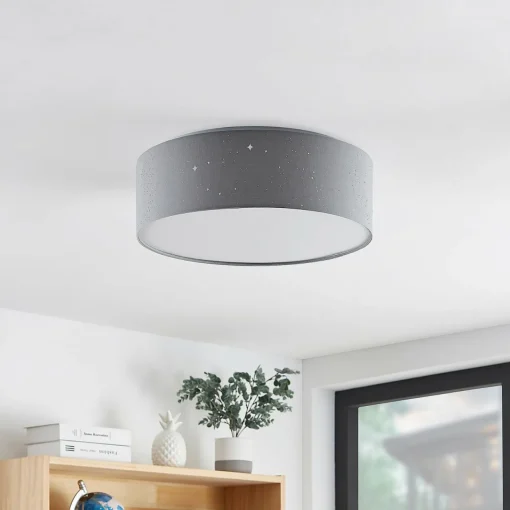 Lindby Ellamina plafonnier LED, 40 cm, gris clair| Plafonniers Led|Plafonniers