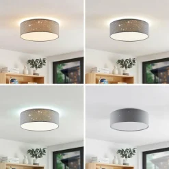 Lindby Ellamina plafonnier LED, 40 cm, gris clair| Plafonniers Led|Plafonniers