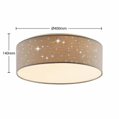 Lindby Ellamina plafonnier LED, 40 cm, gris clair| Plafonniers Led|Plafonniers