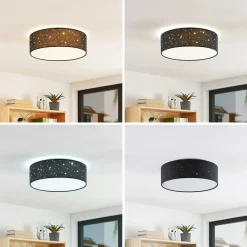 Lindby Ellamina plafonnier LED, 40 cm, noir| Plafonniers Led|Plafonniers