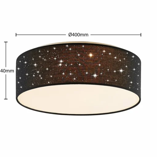 Lindby Ellamina plafonnier LED, 40 cm, noir| Plafonniers Led|Plafonniers