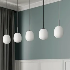 Lindby Etiena suspension à 5 lampes, verre opale| Suspensions Led|Suspensions