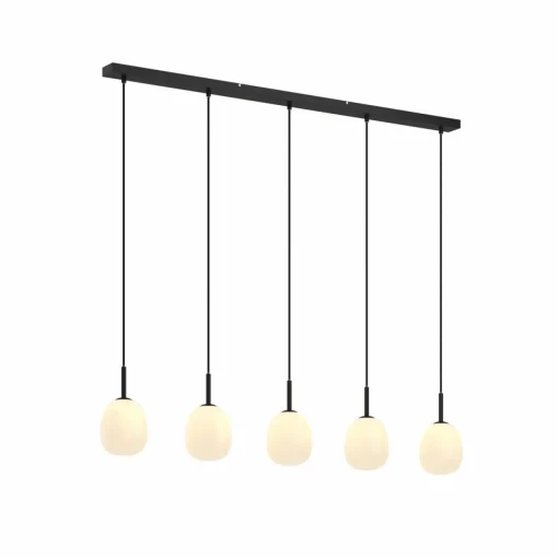 Lindby Etiena suspension à 5 lampes, verre opale| Suspensions Led|Suspensions