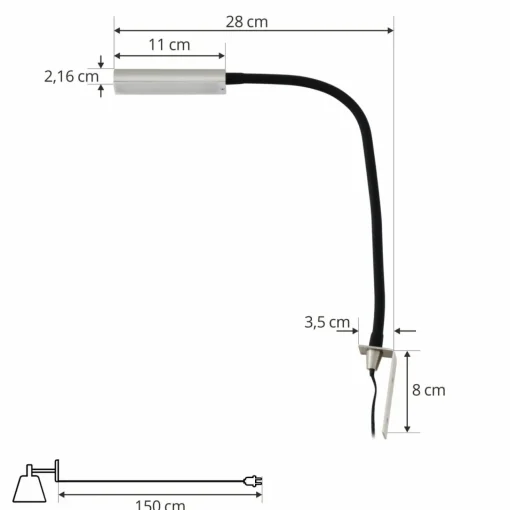 Lindby Flexola liseuse LED, nickel, angulaire, fer, fiche| Luminaires Led D'Intérieur
