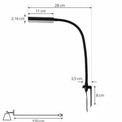 Lindby Flexola liseuse LED, noir, angulaire, fer, fiche| Luminaires Led D'Intérieur